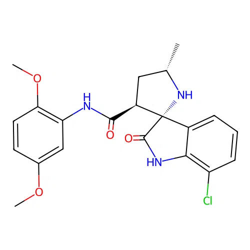 (2'R,3'S,5'S)-7-chloro-N-(2,5-dimethoxyphenyl)-5'-methyl-2-oxospiro[indoline-3,2'-pyrrolidine]-3'-carboxamide structure