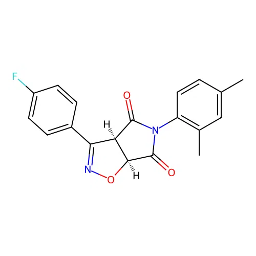 (3aR,6aS)-5-(2,4-dimethylphenyl)-3-(4-fluorophenyl)-3a,6a-dihydropyrrolo[3,4-d][1,2]oxazole-4,6-dione structure