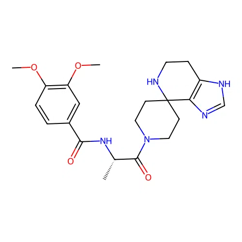 (S)-3,4-dimethoxy-N-(1-oxo-1-(1,5,6,7-tetrahydrospiro[imidazo[4,5-c]pyridine-4,4'-piperidin]-1'-yl)propan-2-yl)benzamide structure