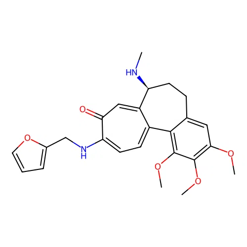 (7S)-10-(furan-2-ylmethylamino)-1,2,3-trimethoxy-7-(methylamino)-6,7-dihydro-5H-benzo[a]heptalen-9-one structure