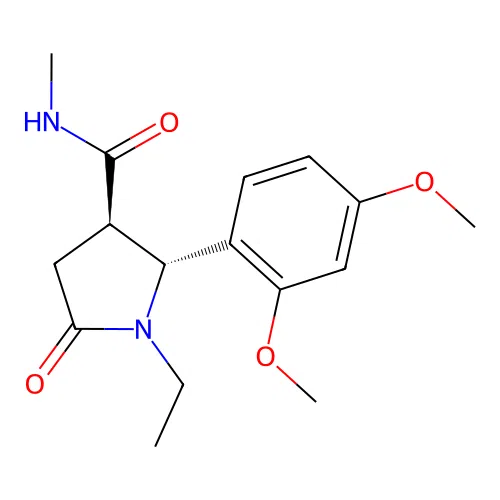 (2R,3R)-2-(2,4-dimethoxyphenyl)-1-ethyl-N-methyl-5-oxopyrrolidine-3-carboxamide structure