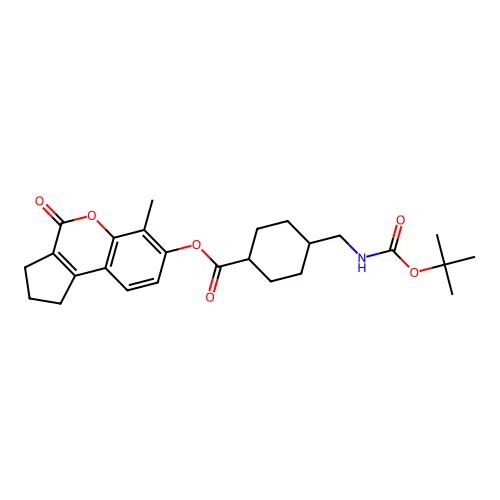 (1r,4r)-6-methyl-4-oxo-1,2,3,4-tetrahydrocyclopenta[c]chromen-7-yl 4-(((tert-butoxycarbonyl)amino)methyl)cyclohexanecarboxylate structure