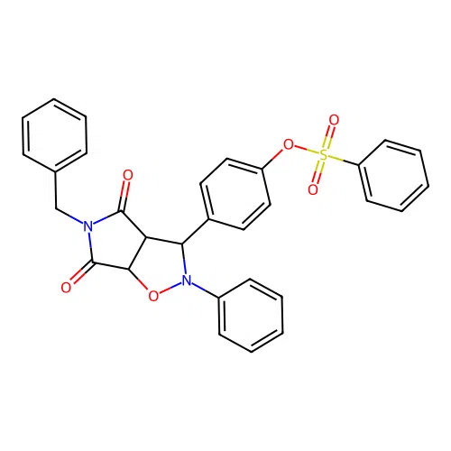 [4-(5-benzyl-4,6-dioxo-2-phenyl-3a,6a-dihydro-3H-pyrrolo[3,4-d][1,2]oxazol-3-yl)phenyl] benzenesulfonate structure