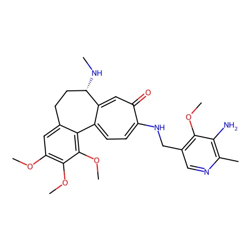 (7S)-10-[(5-amino-4-methoxy-6-methylpyridin-3-yl)methylamino]-1,2,3-trimethoxy-7-(methylamino)-6,7-dihydro-5H-benzo[a]heptalen-9-one structure