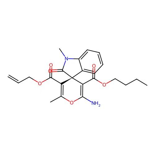 (S)-5'-allyl 3'-butyl 2'-amino-1,6'-dimethyl-2-oxospiro[indoline-3,4'-pyran]-3',5'-dicarboxylate structure