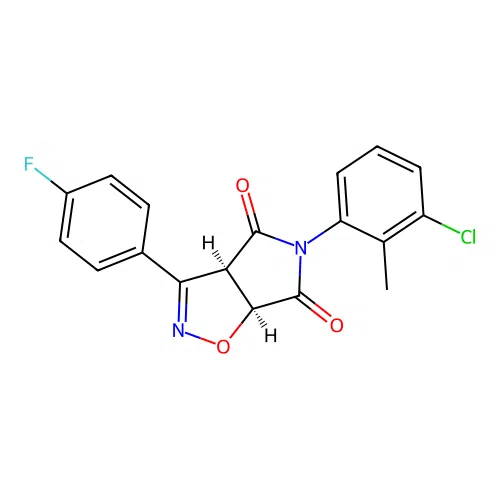 (3aR,6aS)-5-(3-chloro-2-methylphenyl)-3-(4-fluorophenyl)-3a,6a-dihydropyrrolo[3,4-d][1,2]oxazole-4,6-dione structure