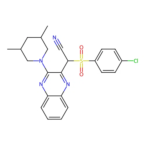[(4-chlorophenyl)sulfonyl][3-(3,5-dimethylpiperidin-1-yl)quinoxalin-2-yl]acetonitrile structure