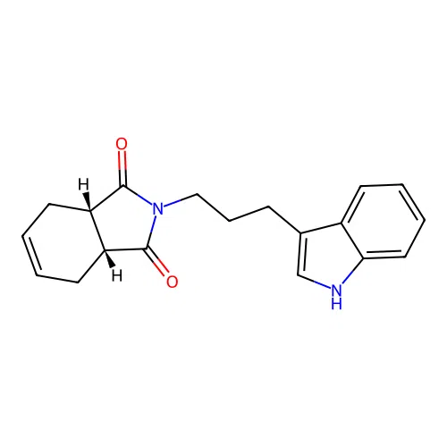 (3aR,7aS)-2-(3-(1H-indol-3-yl)propyl)-3a,4,7,7a-tetrahydro-1H-isoindole-1,3(2H)-dione structure