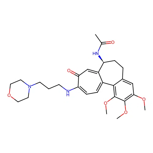 (S)-N-(1,2,3-trimethoxy-10-((3-morpholinopropyl)amino)-9-oxo-5,6,7,9-tetrahydrobenzo[a]heptalen-7-yl)acetamide structure