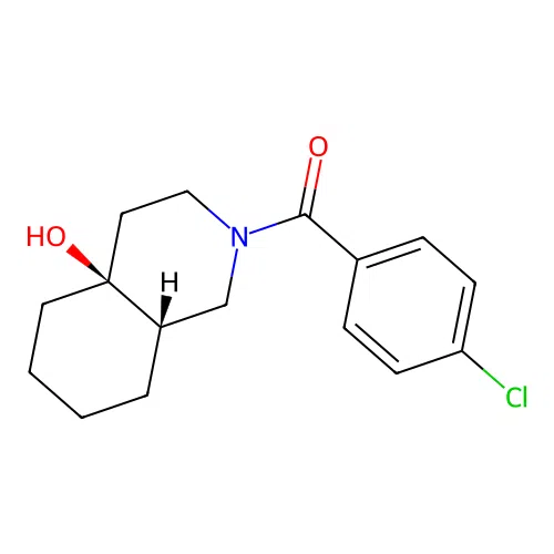 (4-chlorophenyl)((4aS,8aS)-4a-hydroxyoctahydroisoquinolin-2(1H)-yl)methanone structure