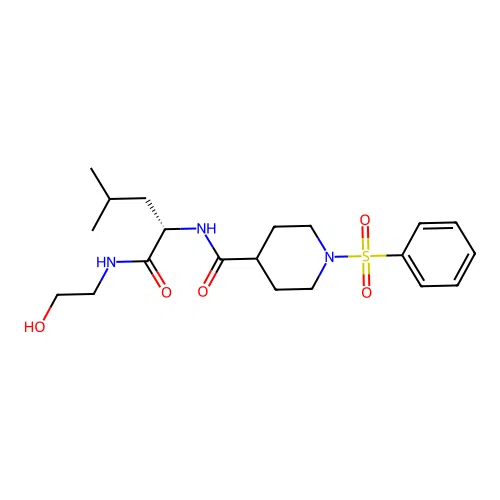 N-(2-hydroxyethyl)-N~2~-{[1-(phenylsulfonyl)piperidin-4-yl]carbonyl}-L-leucinamide structure