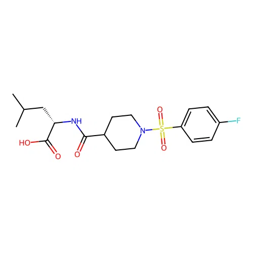 N-({1-[(4-fluorophenyl)sulfonyl]piperidin-4-yl}carbonyl)-L-leucine structure