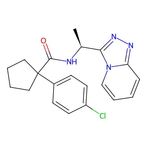 (S)-N-(1-([1,2,4]triazolo[4,3-a]pyridin-3-yl)ethyl)-1-(4-chlorophenyl)cyclopentanecarboxamide structure