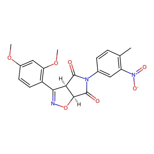 (3aR,6aS)-3-(2,4-dimethoxyphenyl)-5-(4-methyl-3-nitrophenyl)-3a,6a-dihydropyrrolo[3,4-d][1,2]oxazole-4,6-dione structure