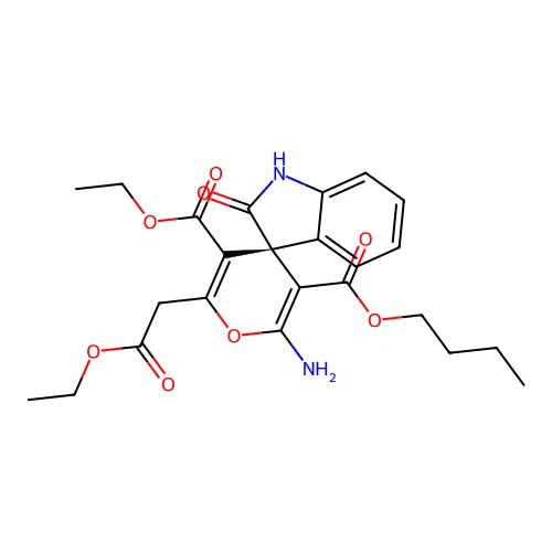 (S)-3'-butyl 5'-ethyl 2'-amino-6'-(2-ethoxy-2-oxoethyl)-2-oxospiro[indoline-3,4'-pyran]-3',5'-dicarboxylate structure