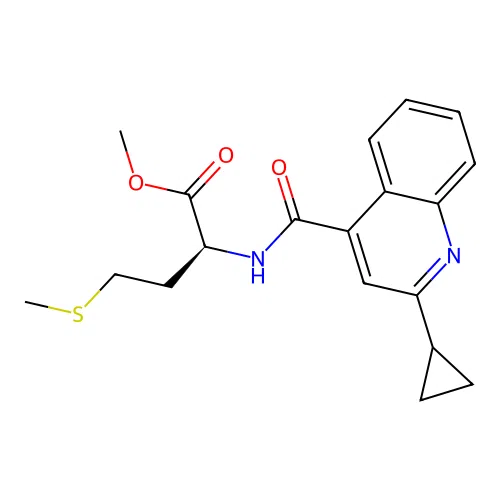 methyl N-[(2-cyclopropylquinolin-4-yl)carbonyl]-L-methioninate structure