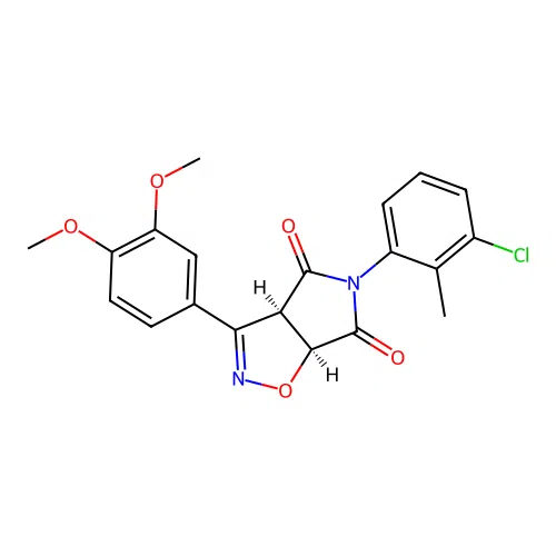 (3aR,6aS)-5-(3-chloro-2-methylphenyl)-3-(3,4-dimethoxyphenyl)-3a,6a-dihydropyrrolo[3,4-d][1,2]oxazole-4,6-dione structure