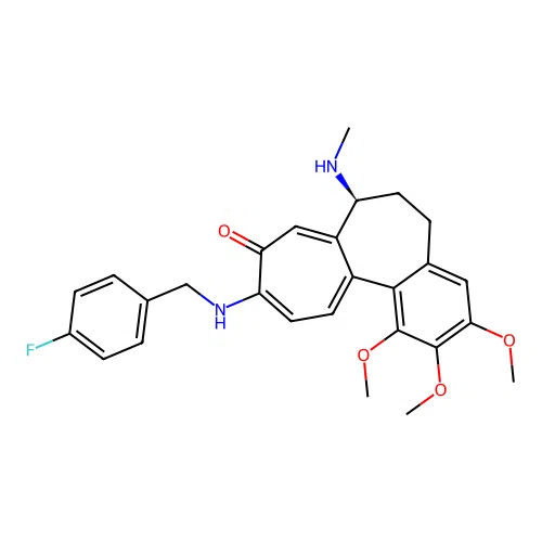 (7S)-10-[(4-fluorobenzyl)amino]-1,2,3-trimethoxy-7-(methylamino)-6,7-dihydrobenzo[a]heptalen-9(5H)-one structure