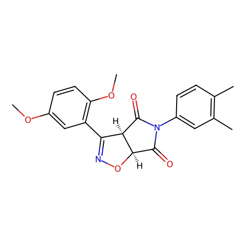 (3aR,6aS)-3-(2,5-dimethoxyphenyl)-5-(3,4-dimethylphenyl)-3a,6a-dihydropyrrolo[3,4-d][1,2]oxazole-4,6-dione structure