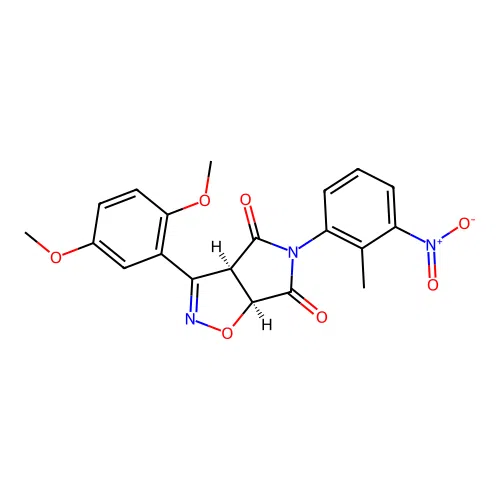 (3aR,6aS)-3-(2,5-dimethoxyphenyl)-5-(2-methyl-3-nitrophenyl)-3a,6a-dihydropyrrolo[3,4-d][1,2]oxazole-4,6-dione structure