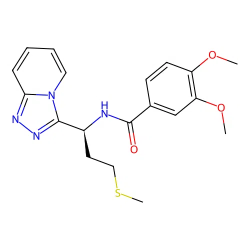 (S)-N-(1-([1,2,4]triazolo[4,3-a]pyridin-3-yl)-3-(methylthio)propyl)-3,4-dimethoxybenzamide structure