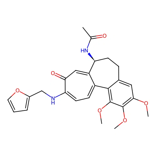 (S)-N-(10-((furan-2-ylmethyl)amino)-1,2,3-trimethoxy-9-oxo-5,6,7,9-tetrahydrobenzo[a]heptalen-7-yl)acetamide structure