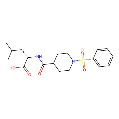 N-{[1-(phenylsulfonyl)piperidin-4-yl]carbonyl}-L-leucine structure