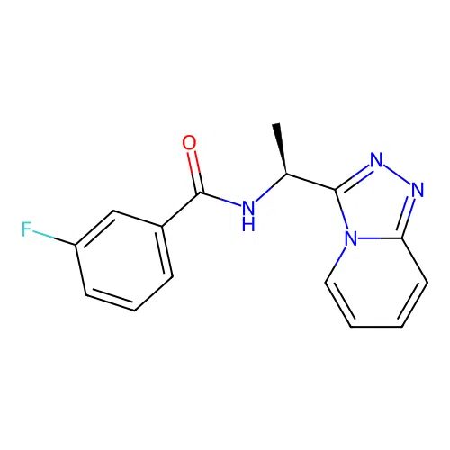 3-fluoro-N-[(1S)-1-([1,2,4]triazolo[4,3-a]pyridin-3-yl)ethyl]benzamide structure