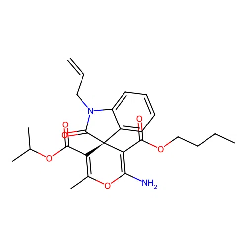 (S)-3'-butyl 5'-isopropyl 1-allyl-2'-amino-6'-methyl-2-oxospiro[indoline-3,4'-pyran]-3',5'-dicarboxylate structure