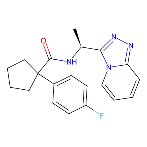 (S)-N-(1-([1,2,4]triazolo[4,3-a]pyridin-3-yl)ethyl)-1-(4-fluorophenyl)cyclopentanecarboxamide structure