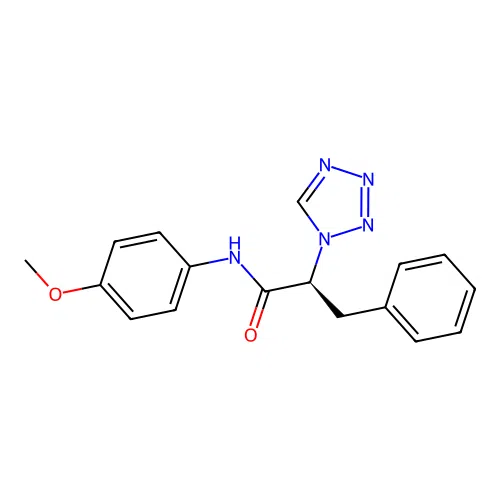 (2S)-N-(4-methoxyphenyl)-3-phenyl-2-(1H-tetrazol-1-yl)propanamide structure