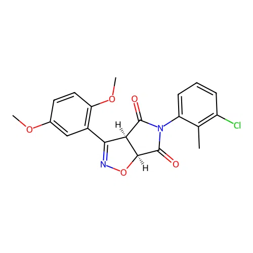 (3aR,6aS)-5-(3-chloro-2-methylphenyl)-3-(2,5-dimethoxyphenyl)-3a,6a-dihydropyrrolo[3,4-d][1,2]oxazole-4,6-dione structure