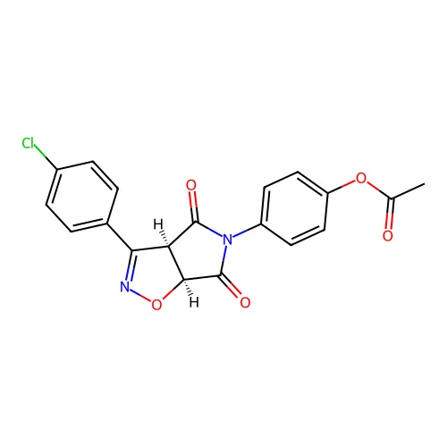[4-[(3aR,6aS)-3-(4-chlorophenyl)-4,6-dioxo-3a,6a-dihydropyrrolo[3,4-d][1,2]oxazol-5-yl]phenyl] acetate structure