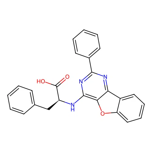 N-(2-phenyl[1]benzofuro[3,2-d]pyrimidin-4-yl)-L-phenylalanine structure