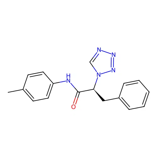 (2S)-N-(4-methylphenyl)-3-phenyl-2-(1H-tetrazol-1-yl)propanamide structure