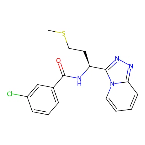 (S)-N-(1-([1,2,4]triazolo[4,3-a]pyridin-3-yl)-3-(methylthio)propyl)-3-chlorobenzamide structure