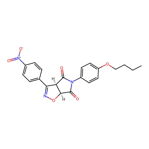 (3aR,6aS)-5-(4-butoxyphenyl)-3-(4-nitrophenyl)-3a,6a-dihydropyrrolo[3,4-d][1,2]oxazole-4,6-dione structure