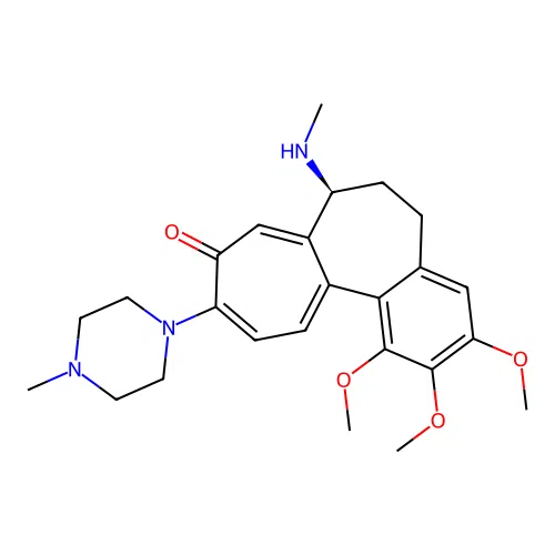 (7S)-1,2,3-trimethoxy-7-(methylamino)-10-(4-methylpiperazin-1-yl)-6,7-dihydro-5H-benzo[a]heptalen-9-one structure