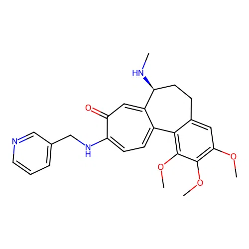 (7S)-1,2,3-trimethoxy-7-(methylamino)-10-(pyridin-3-ylmethylamino)-6,7-dihydro-5H-benzo[a]heptalen-9-one structure