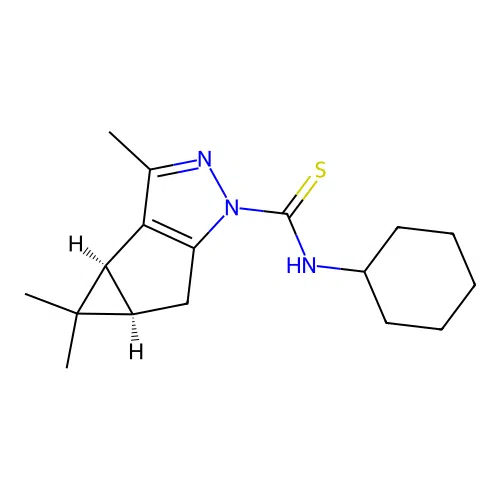 (3bS,4aR)-N-cyclohexyl-3,4,4-trimethyl-3b,4,4a,5-tetrahydro-1H-cyclopropa[3,4]cyclopenta[1,2-c]pyrazole-1-carbothioamide structure
