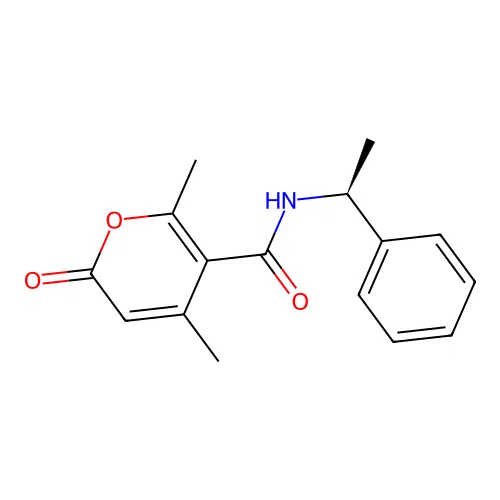 (S)-4,6-dimethyl-2-oxo-N-(1-phenylethyl)-2H-pyran-5-carboxamide structure