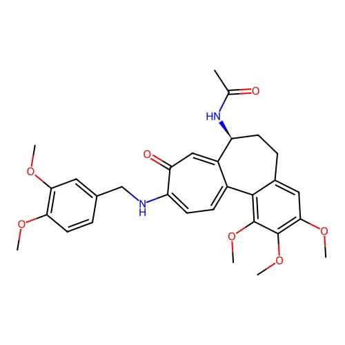 (S)-N-(10-((3,4-dimethoxybenzyl)amino)-1,2,3-trimethoxy-9-oxo-5,6,7,9-tetrahydrobenzo[a]heptalen-7-yl)acetamide structure