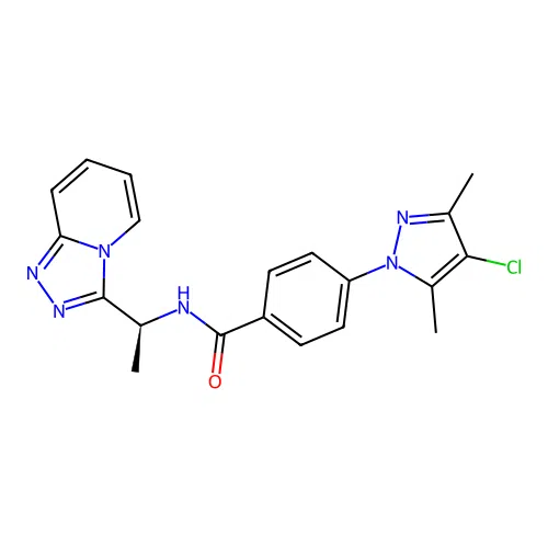 (S)-N-(1-([1,2,4]triazolo[4,3-a]pyridin-3-yl)ethyl)-4-(4-chloro-3,5-dimethyl-1H-pyrazol-1-yl)benzamide structure