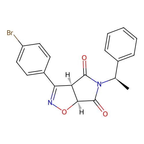 (3aR,6aS)-3-(4-bromophenyl)-5-((R)-1-phenylethyl)-3aH-pyrrolo[3,4-d]isoxazole-4,6(5H,6aH)-dione structure
