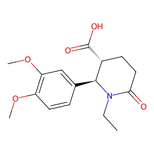 (2R,3R)-2-(3,4-dimethoxyphenyl)-1-ethyl-6-oxopiperidine-3-carboxylic acid structure