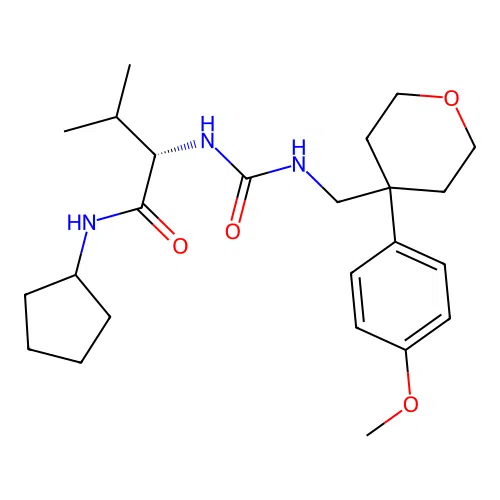 (2S)-N-cyclopentyl-2-[[4-(4-methoxyphenyl)oxan-4-yl]methylcarbamoylamino]-3-methylbutanamide structure