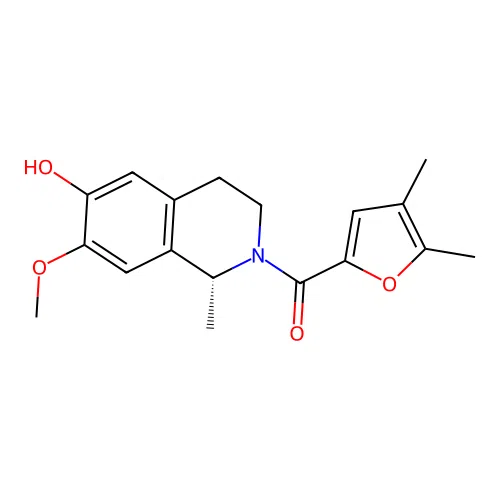 (4,5-dimethylfuran-2-yl)-[(1R)-6-hydroxy-7-methoxy-1-methyl-3,4-dihydro-1H-isoquinolin-2-yl]methanone structure