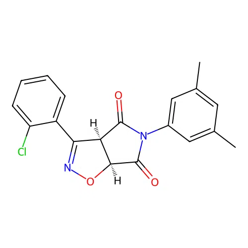 (3aR,6aS)-3-(2-chlorophenyl)-5-(3,5-dimethylphenyl)-3a,6a-dihydropyrrolo[3,4-d][1,2]oxazole-4,6-dione structure