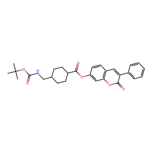 2-oxo-3-phenyl-2H-chromen-7-yl 4-{[(tert-butoxycarbonyl)amino]methyl}cyclohexanecarboxylate structure