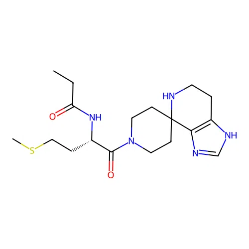 (S)-N-(4-(methylthio)-1-oxo-1-(1,5,6,7-tetrahydrospiro[imidazo[4,5-c]pyridine-4,4'-piperidin]-1'-yl)butan-2-yl)propionamide structure